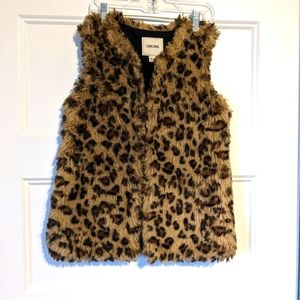 Cheetah print faux fur vest